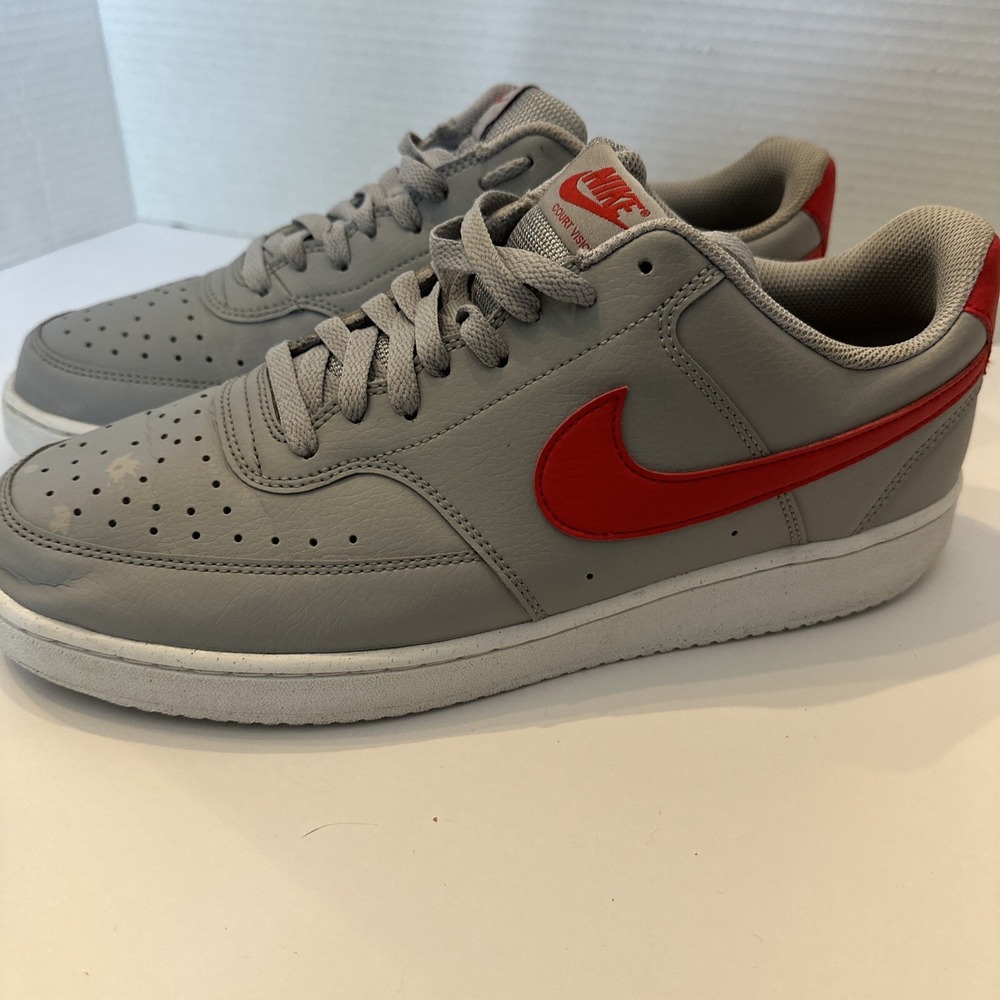 Size 11.5 - Nike Court Vision Next Nature Low Wolf Grey University Red - Picture 4 of 15